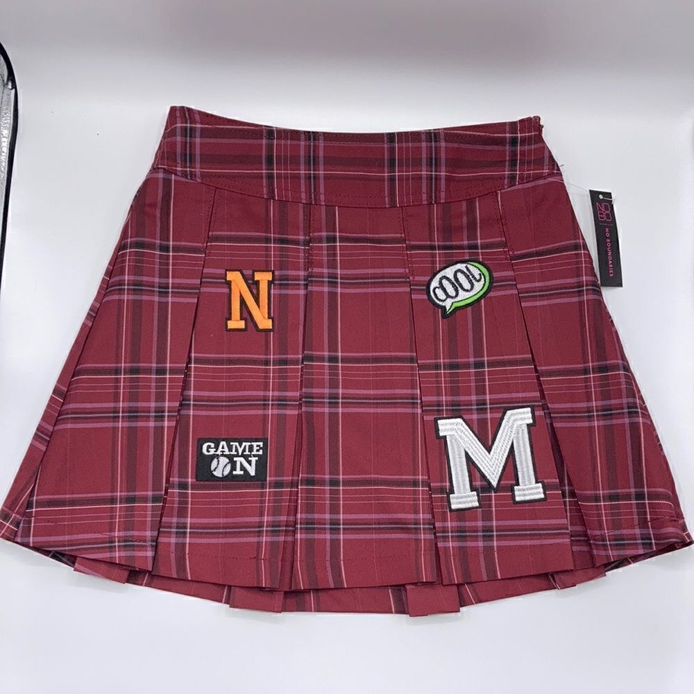 Womens Juniors Denim Pleated Plaid Mini Skirt Size XS (1)